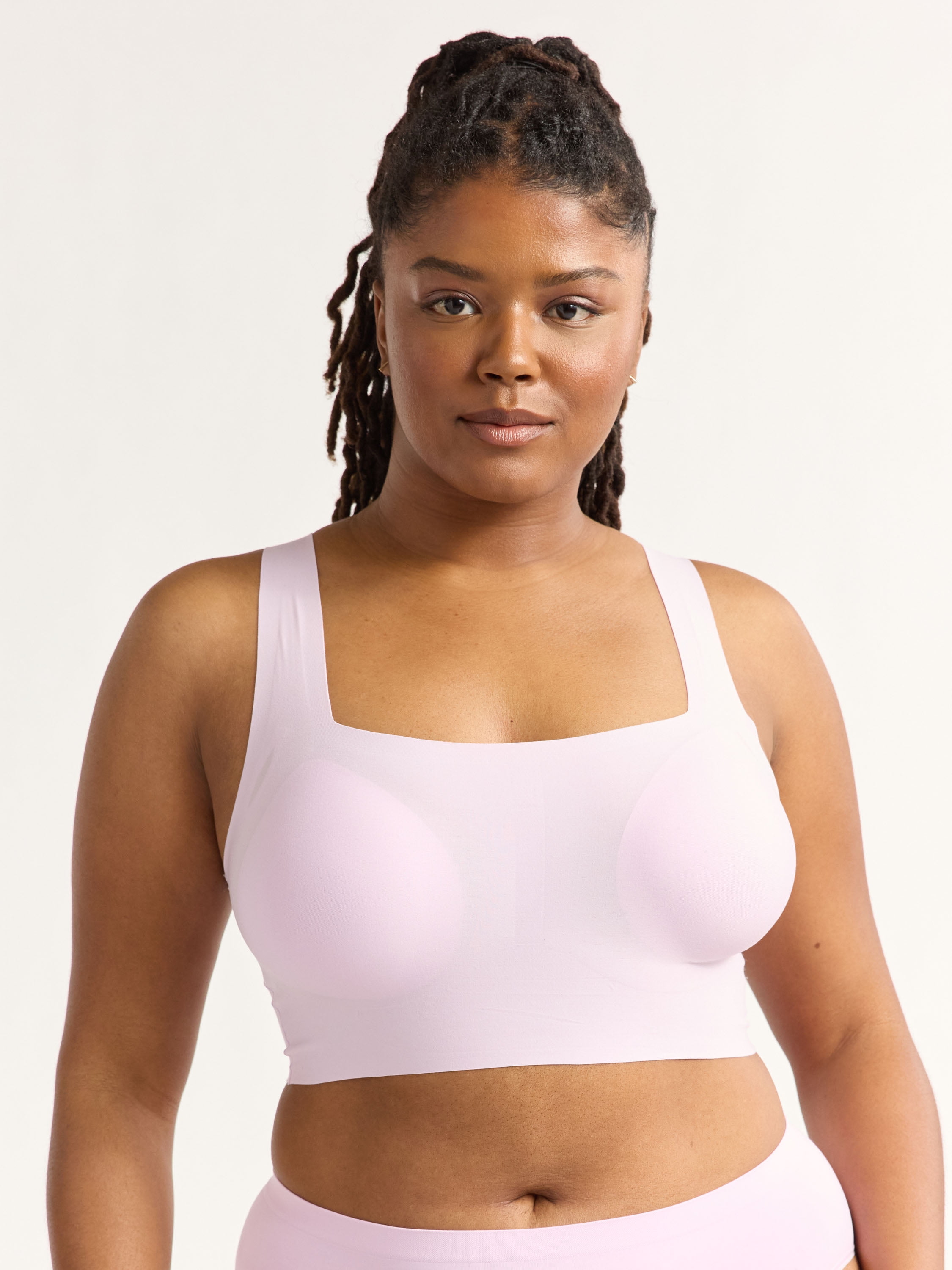 Joyspun Women’s Wire-Free Bonded Longline Square Neck Bra, Sizes XS-3XL