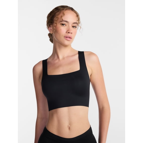 Joyspun Women’s Wire-Free Bonded Longline Square Neck Bra, Sizes XS-XXXL