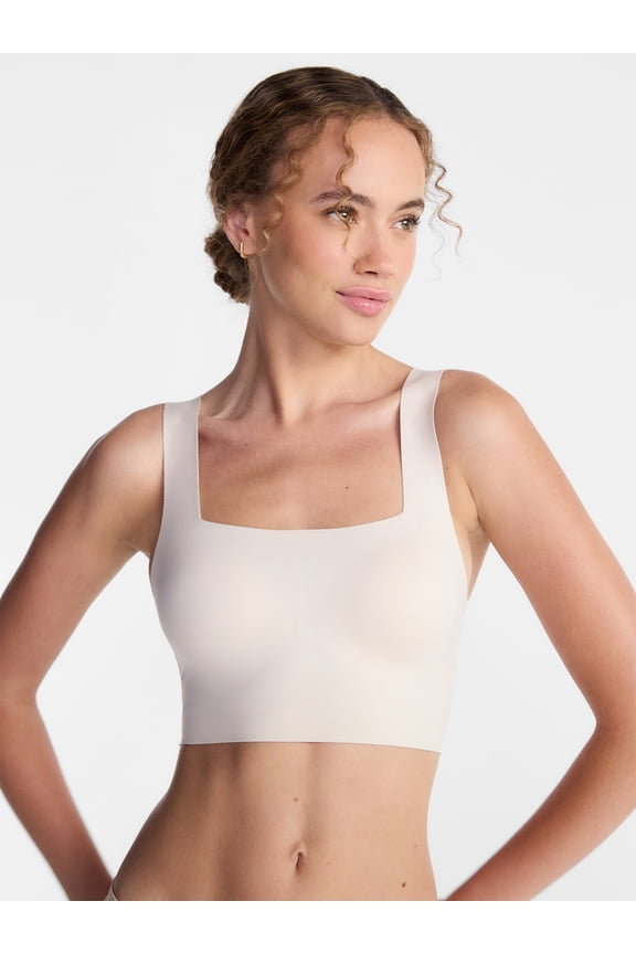 Women’s Wire-Free Bonded Longline Square Neck Bra, Sizes XS-XXXL