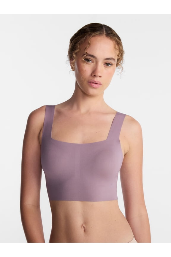 Women’s Wire-Free Bonded Longline Square Neck Bra, Sizes XS-XXXL