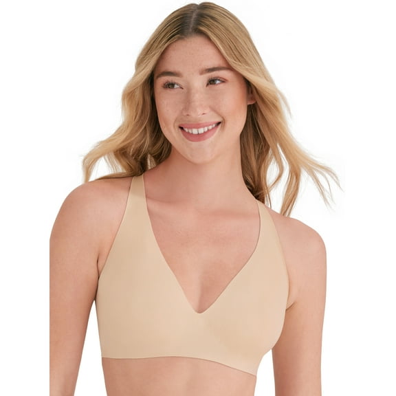 Joyspun Women’s Wire-Free Bonded Plunge Bralette, Sizes S-XXXL