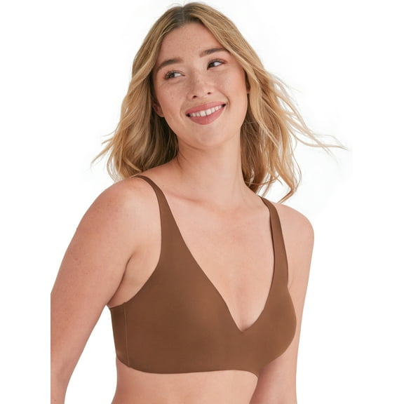 Joyspun Women’s Wire-Free Bonded Plunge Bralette, Sizes S-XXXL