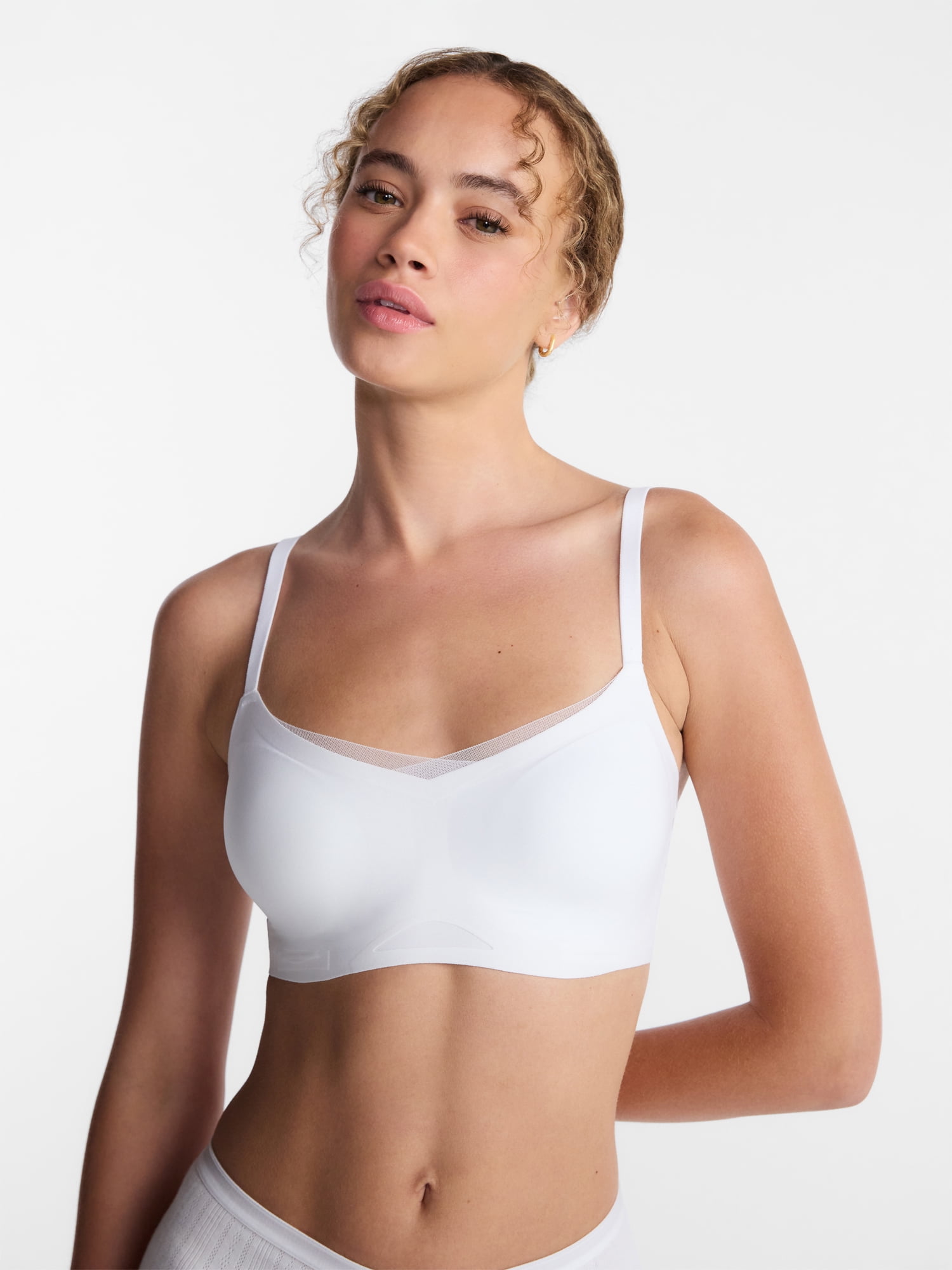 Joyspun Women’s Wireless Bonded Bra with Mesh Inserts, Sizes XS-XXXL