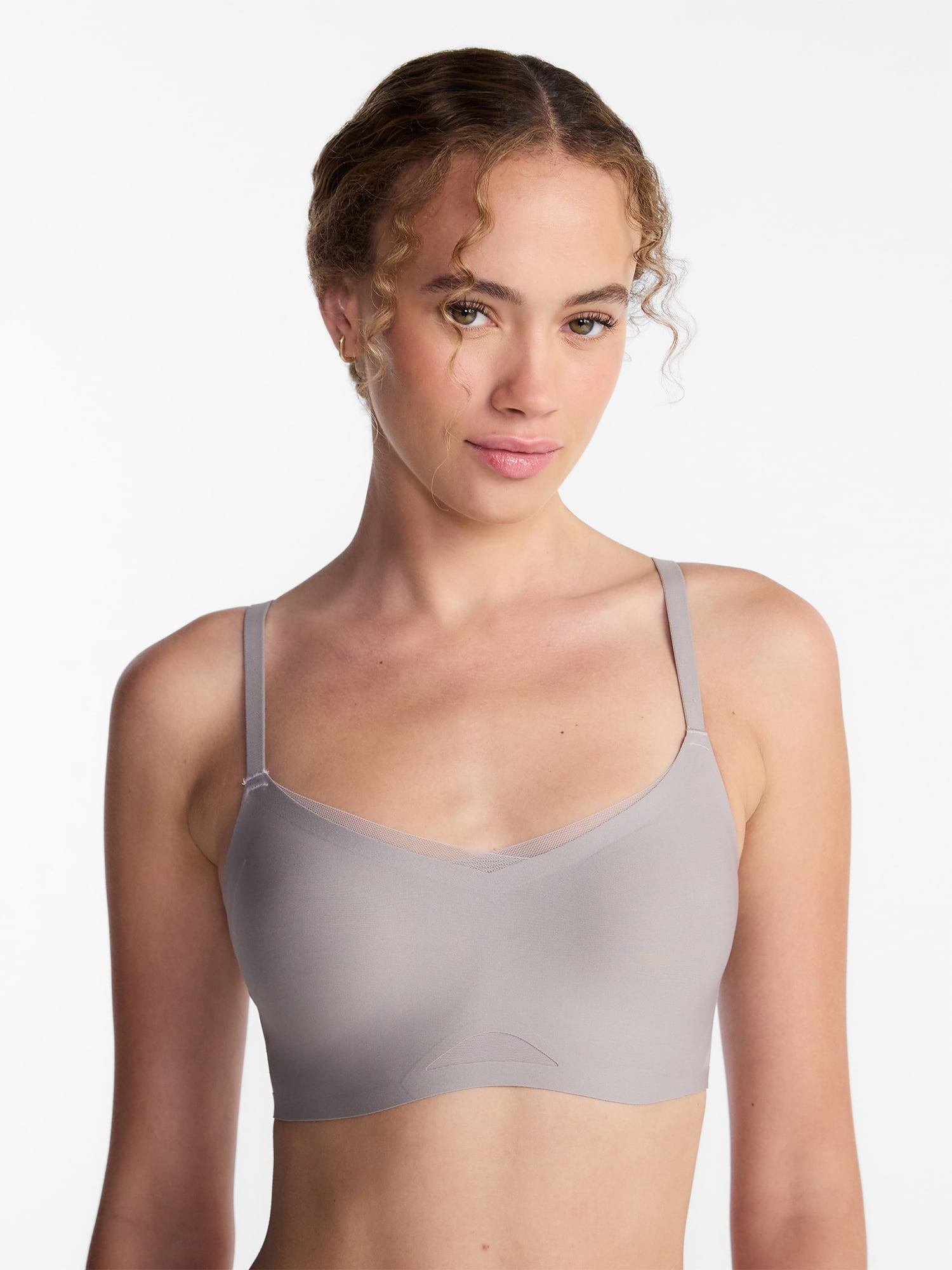 Joyspun Women’s Wireless Bonded Bra with Mesh Inserts, Sizes XS-XXXL
