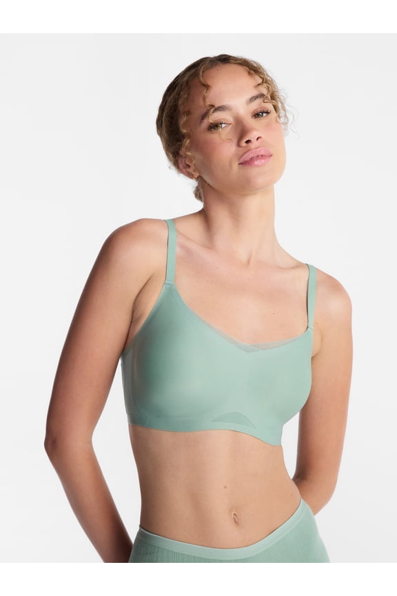 Women’s Wireless Bonded Bra with Mesh Inserts, Sizes XS-XXXL
