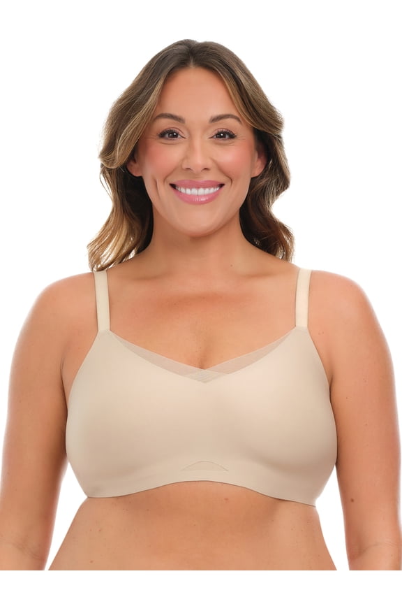 Women’s Wireless Bonded Bra with Mesh Inserts, Sizes XS-XXXL