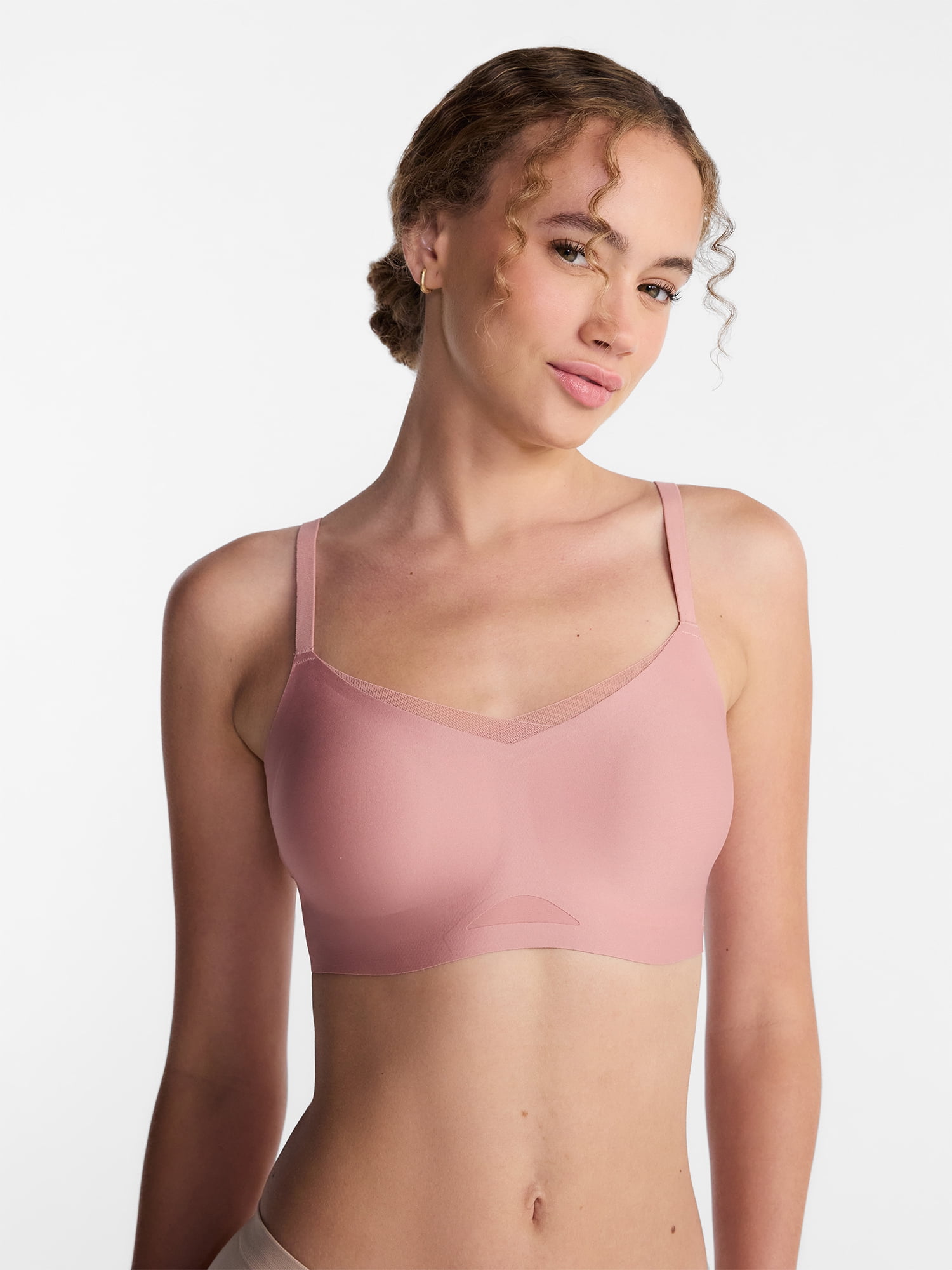 Joyspun Women’s Wireless Bonded Bra with Mesh Inserts, Sizes XS-XXXL