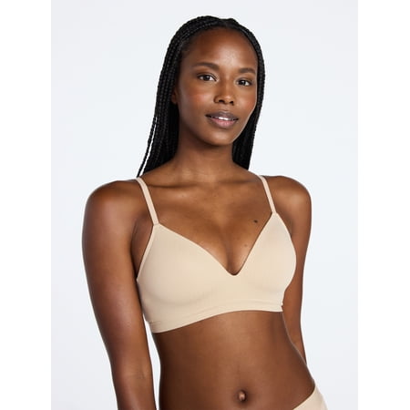 Joyspun Women's Wireless Seamless Matte Mini Rib Bra, Sizes XS-3XL