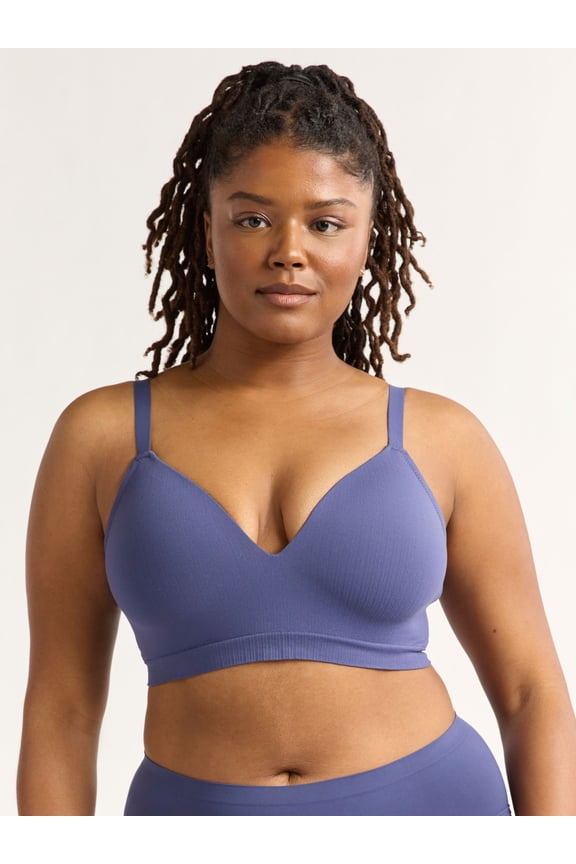 Women's Wireless Seamless Matte Mini Rib Bra, Sizes S-3XL