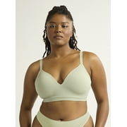 Joyspun Women's Wireless Seamless Matte Mini Rib Bra, Sizes S-3XL