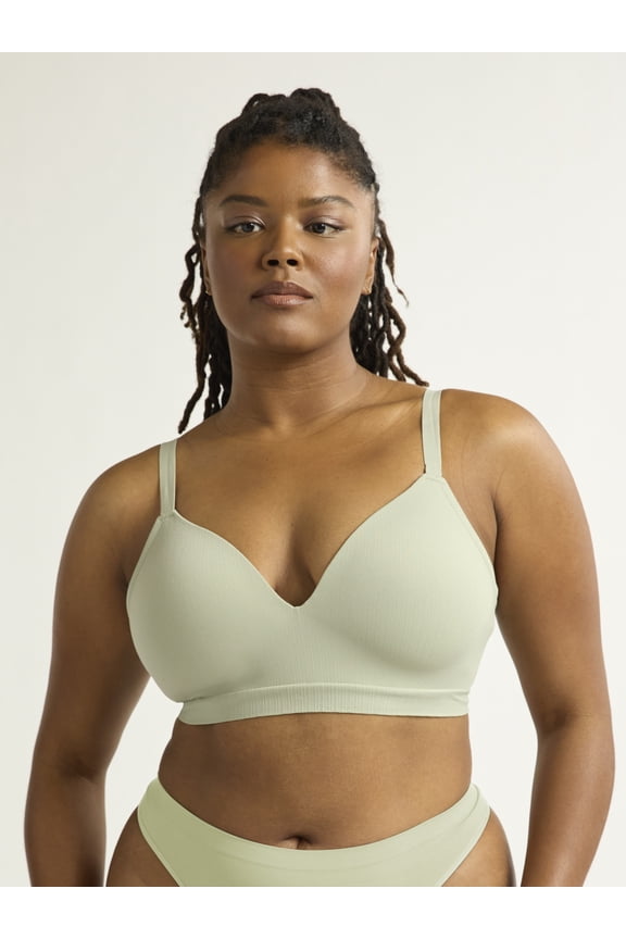 Women's Wireless Seamless Matte Mini Rib Bra, Sizes S-3XL