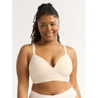Joyspun Women's Wireless Seamless Matte Mini Rib Bra, Sizes S-3XL