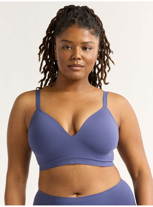 Women's Wireless Seamless Matte Mini Rib Bra, Sizes XS-3XL