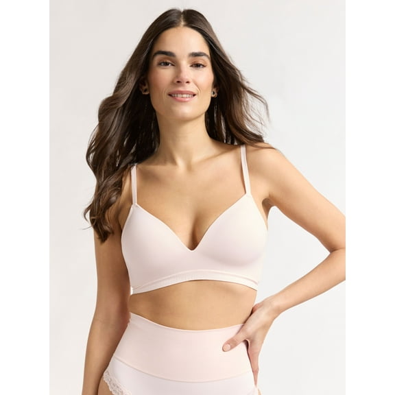 Joyspun Women's Wireless Seamless Matte Mini Rib Bra, Sizes XS-3XL
