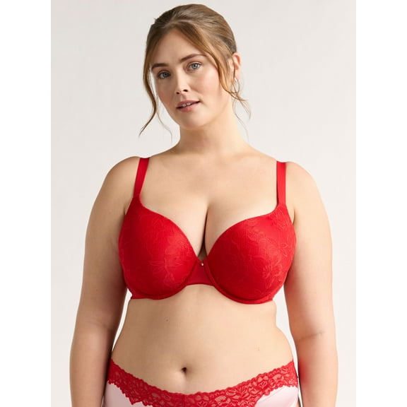 Joyspun Women's & Women's Plus Lace Plunge Bra, Sizes 38DD-46DDD
