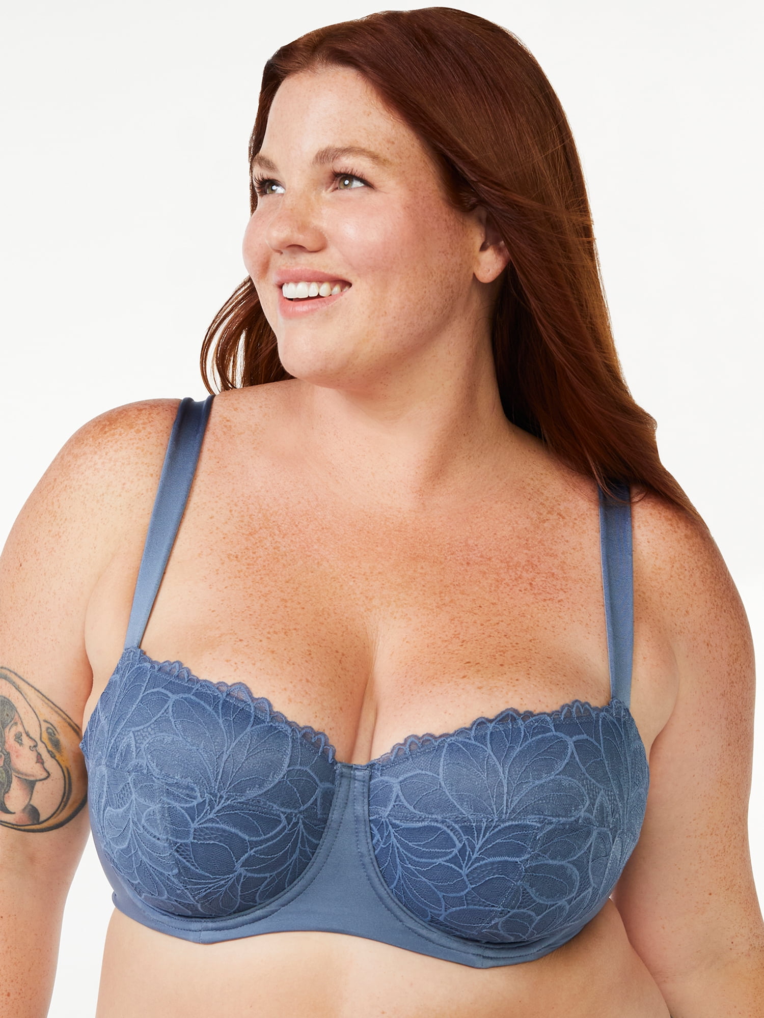 Curve Muse Women's Light Lift Add 1 Cup Push Up Underwire Convertible  Tshirt Bra-2PK-Nude,Lt Blue-42DDD 