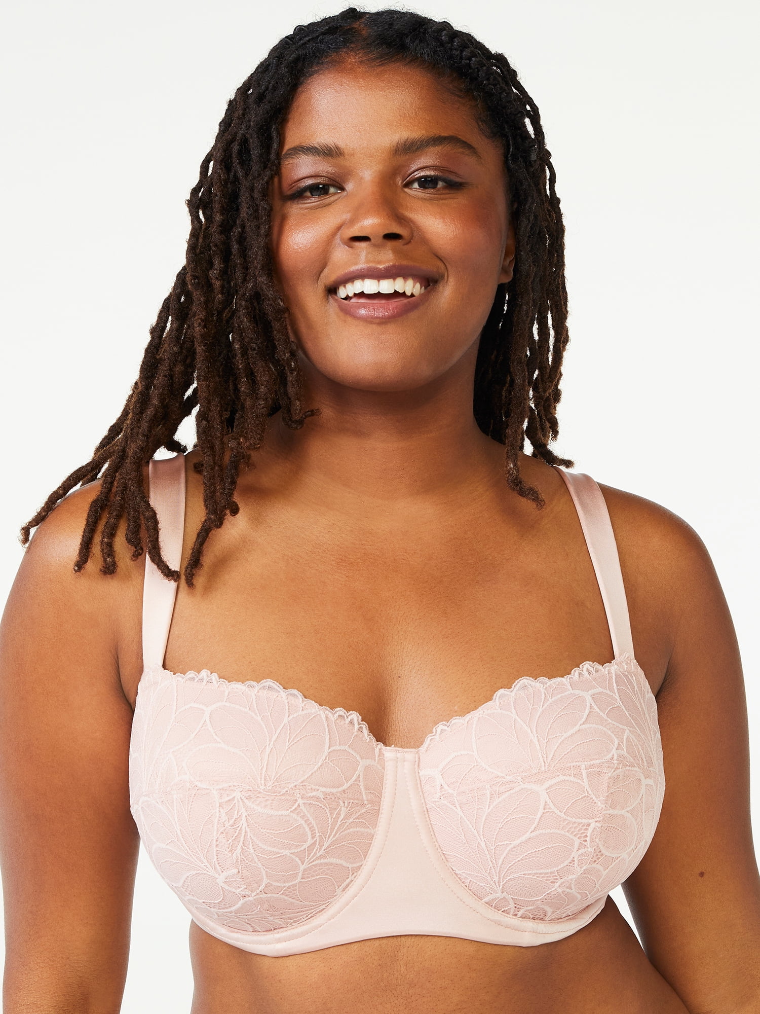 Exclare Women's Plus Size Full Coverage Wirefree Minimizer Lace Bra 38DDD,  Toffee