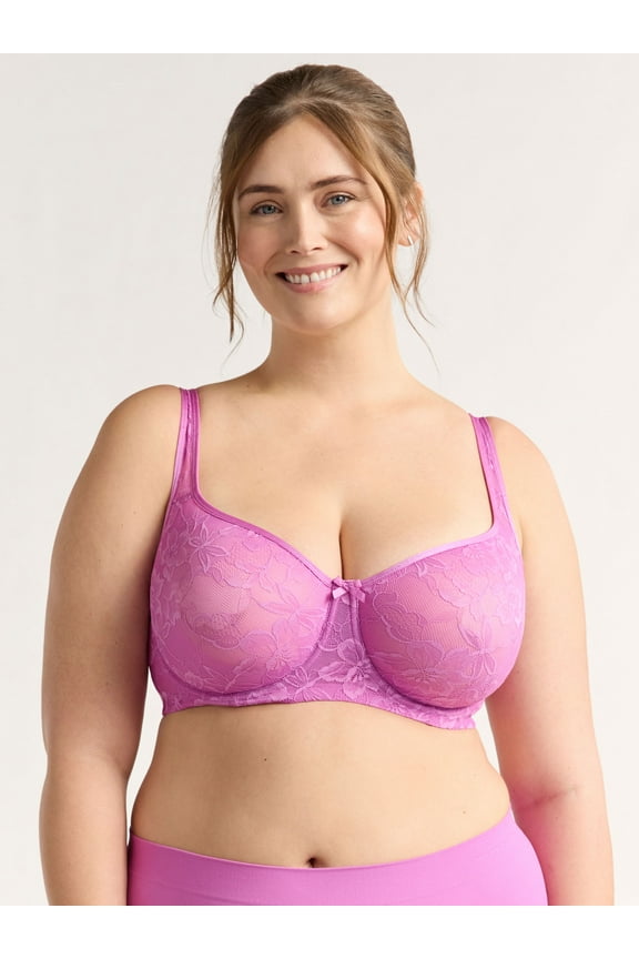 Women's & Women's Plus Unlined Lace Balconette Bra, Sizes 38DD-46DDD
