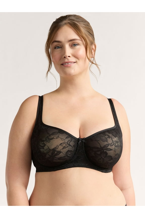 Women's & Women's Plus Unlined Lace Balconette Bra, Sizes 38DD-46DDD
