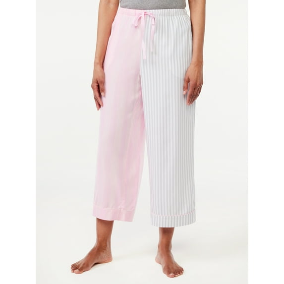 Joyspun Women's Woven Cropped Pajama Pants, Sizes S to 3X
