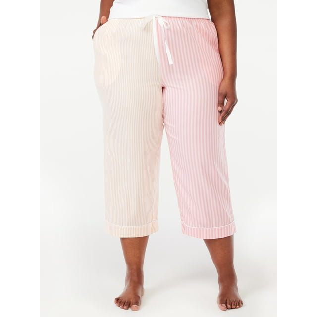 Joyspun Women's Woven Cropped Pajama Pants, Sizes S to 3X