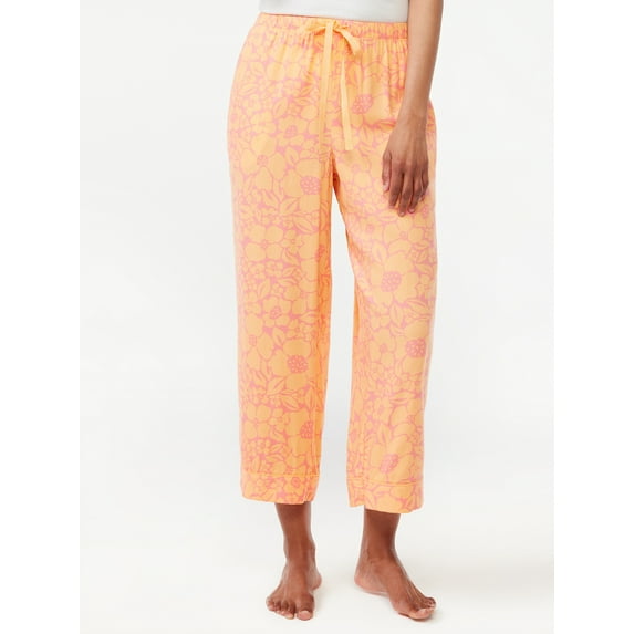 Joyspun Women's Woven Cropped Pajama Pants, Sizes S to 3X