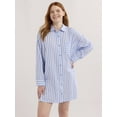 thumbnail image 1 of Joyspun Women’s Woven Long Sleeve Button Front Sleepshirt, Sizes XS-3X, 1 of 7