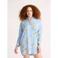 thumbnail image 1 of Joyspun Women’s Woven Long Sleeve Button Front Sleepshirt, Sizes XS-3X, 1 of 5