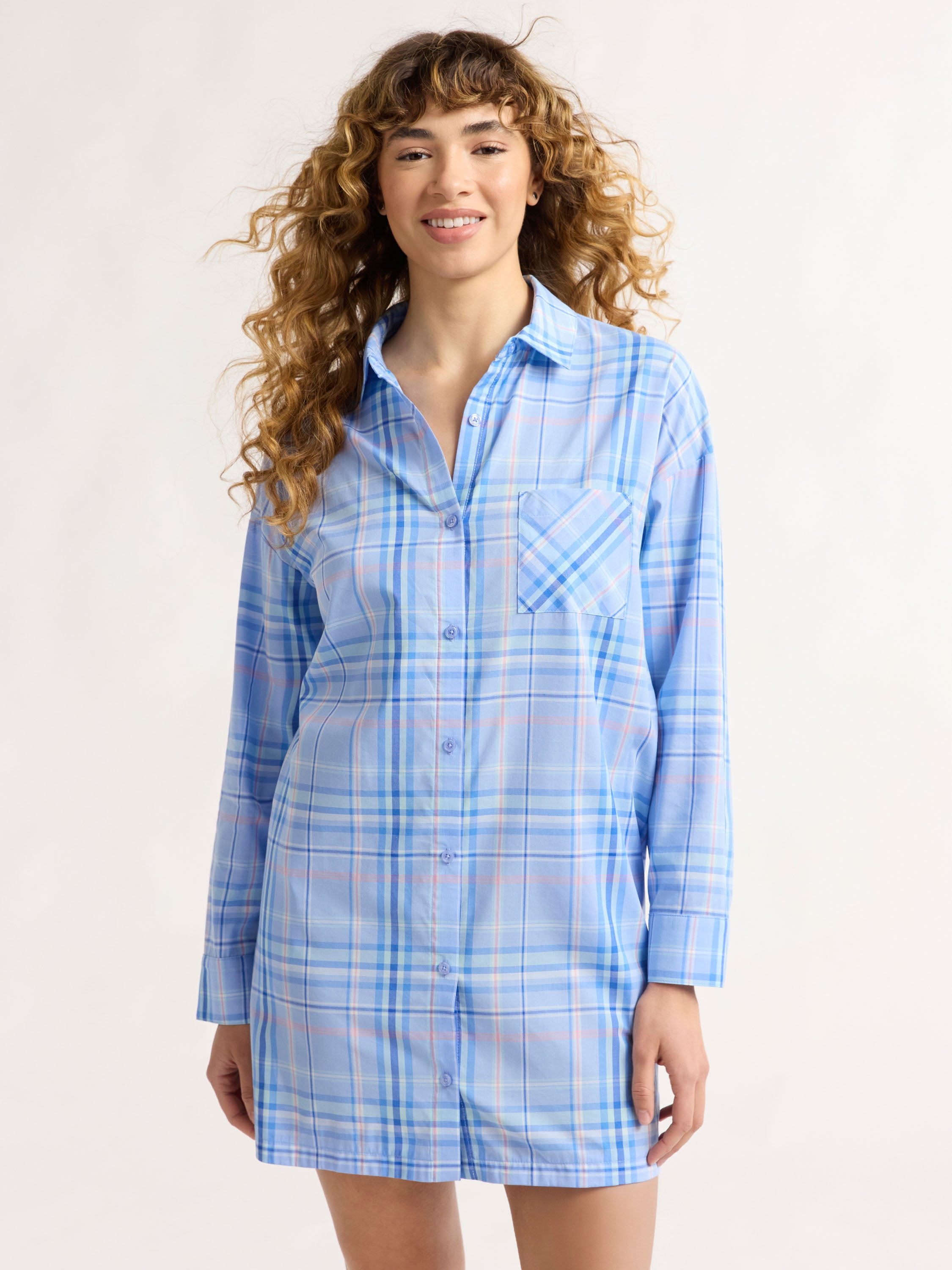 Walmart Deal of Joyspun Women’s Woven Long Sleeve Button Front Sleepshirt, Sizes XS-3X