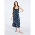 thumbnail image 1 of Joyspun Women's Woven Midi Sleep Gown with Shoulder Tie, Sizes XS-3X, 1 of 4