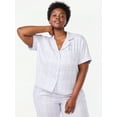 thumbnail image 1 of Joyspun Women's Woven Notch Collar Pajama Top, Sizes S to 3X, 1 of 5