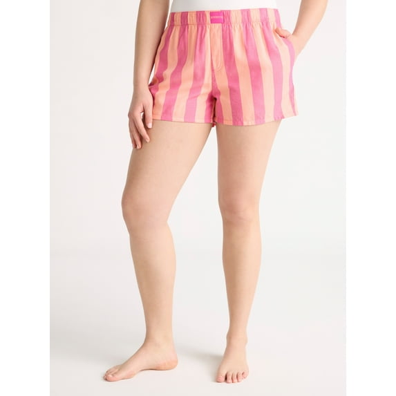Joyspun Women's Woven Pajama Boxer Shorts, 3'' Inseam, Sizes XS-3X