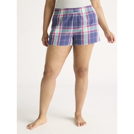 Joyspun Women's Woven Pajama Boxer Shorts, 3'' Inseam, Sizes XS-3X