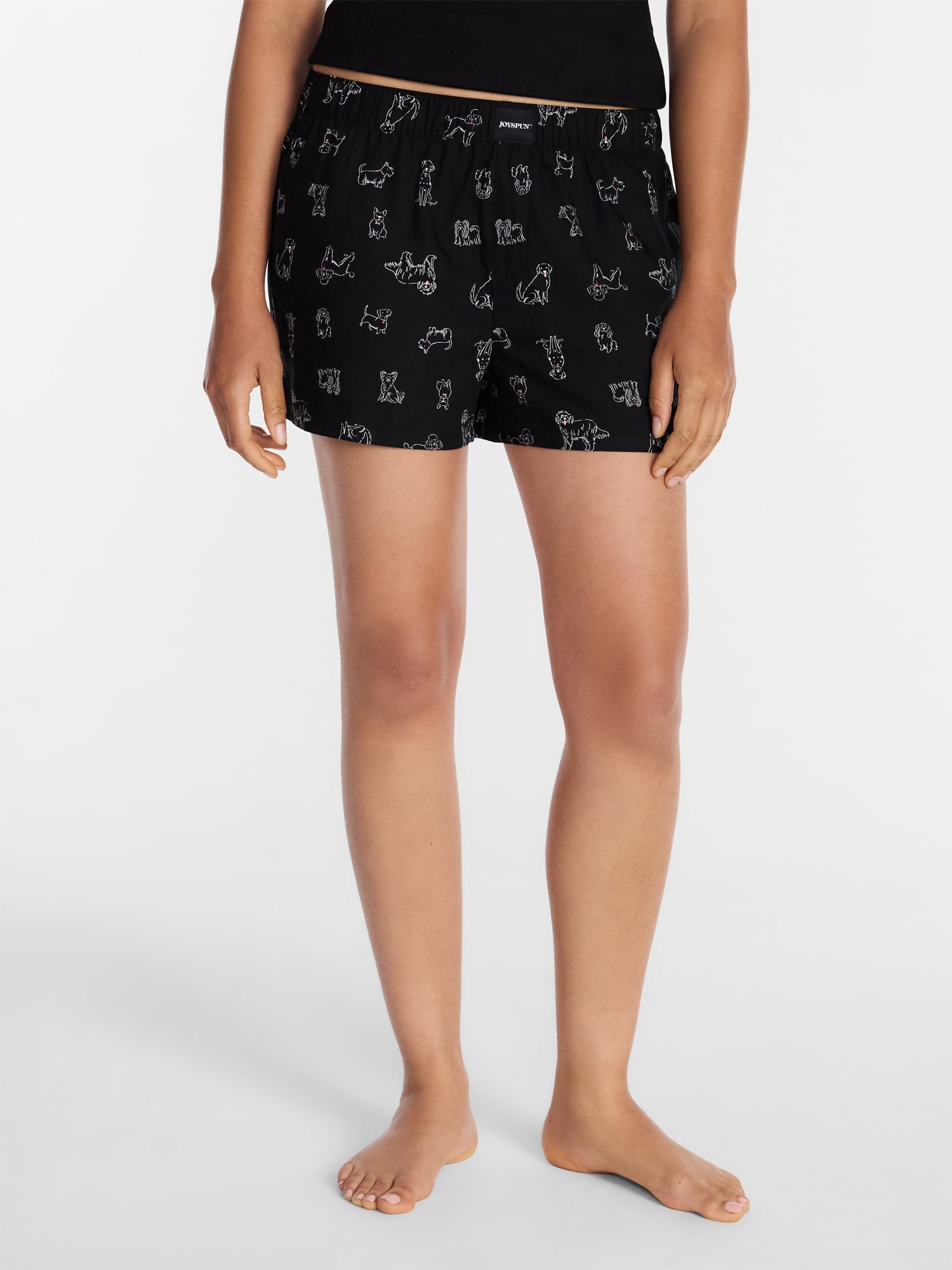 Joyspun Women's Woven Pajama Boxer Shorts, 3'' Inseam, Sizes XS-2X