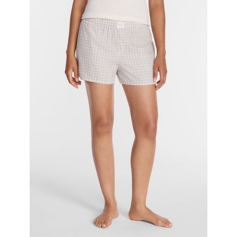Women's Woven Pajama Boxer Shorts, 3'' Inseam, Sizes XS-2X