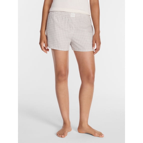 Joyspun Women's Woven Pajama Boxer Shorts, 3'' Inseam, Sizes XS-2X