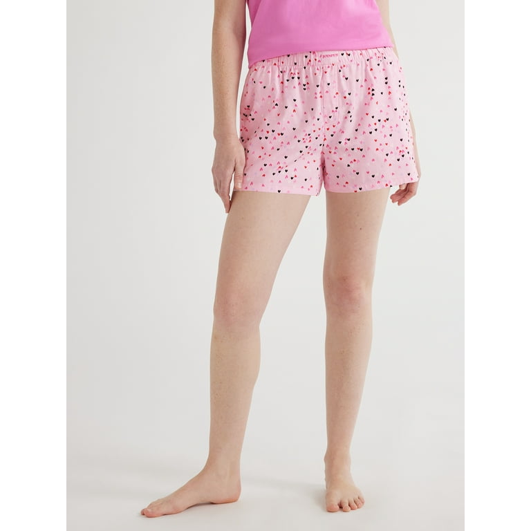 Joyspun Women's Woven Pajama Boxer Shorts, Sizes XS to 3X