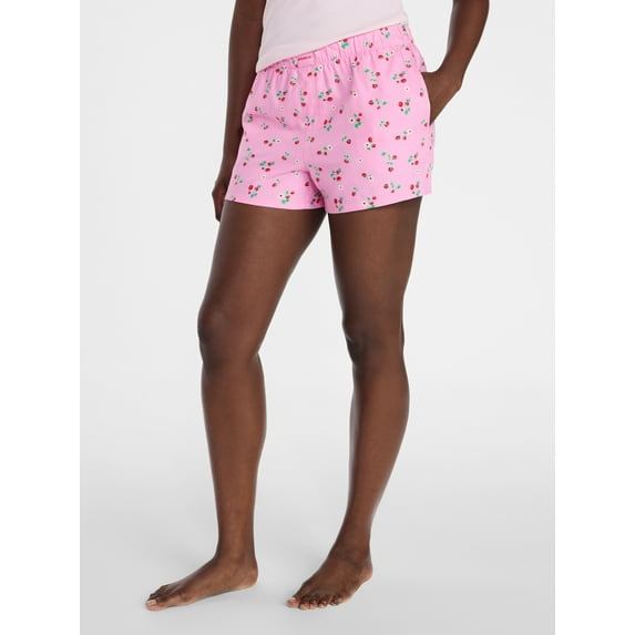 Joyspun Women's Woven Pajama Boxer Shorts, 3'' Inseam, Sizes XS-3X