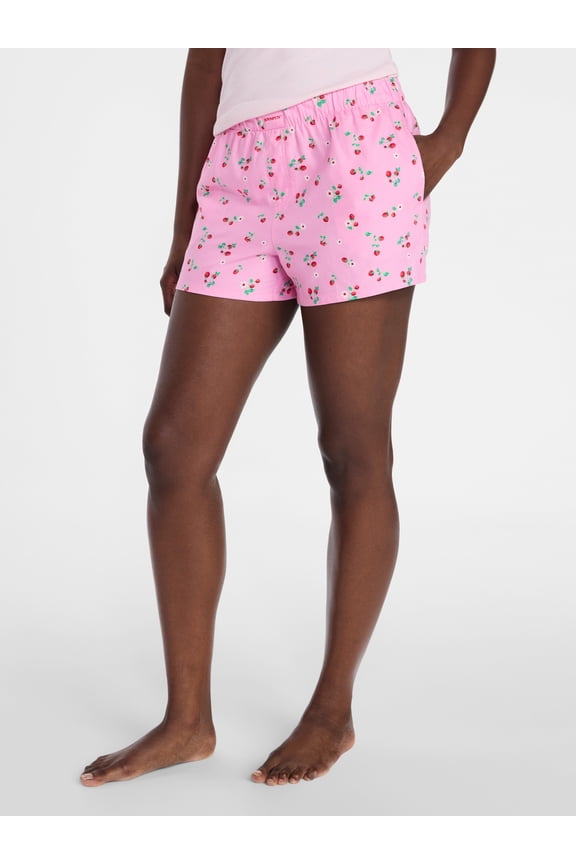Women's Woven Pajama Boxer Shorts, 3'' Inseam, Sizes XS-3X