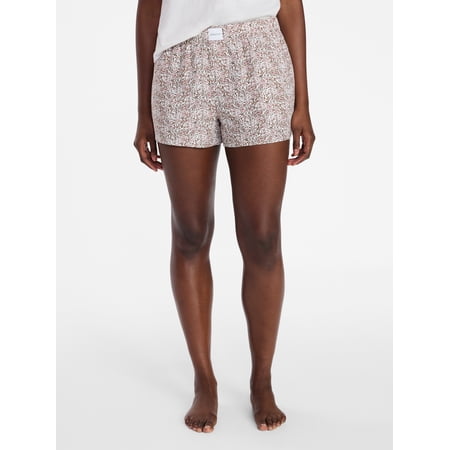 Joyspun Women's Woven Pajama Boxer Shorts, 3'' Inseam, Sizes XS-3X