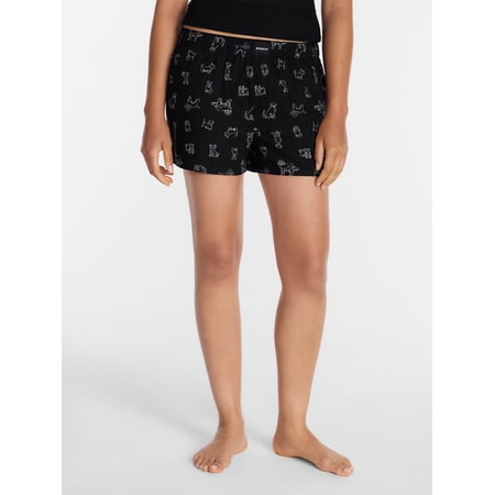Joyspun Women's Woven Pajama Boxer Shorts, 3'' Inseam, Sizes XS-2X