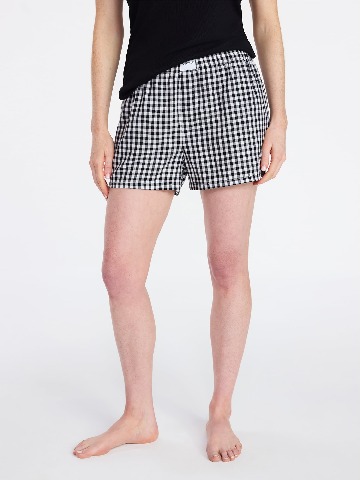 Joyspun Women's Woven Pajama Boxer Shorts, 3'' Inseam, Sizes XS-3X