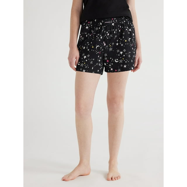 Joyspun Women's Woven Pajama Boxer Shorts, Sizes XS to 3X