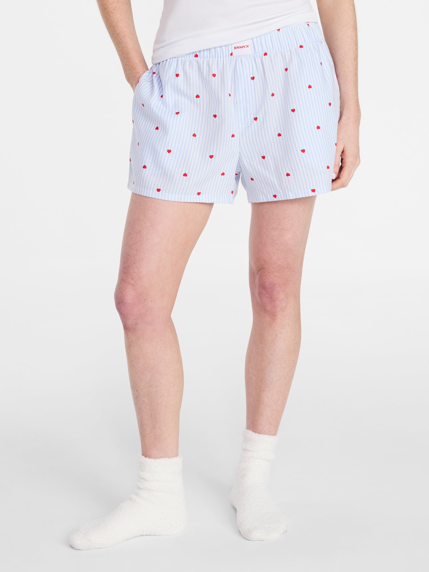 Joyspun Women's Woven Pajama Boxer Shorts, 3'' Inseam, Sizes XS-3X