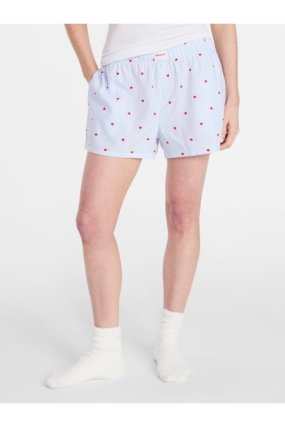 Women's Woven Pajama Boxer Shorts, 3'' Inseam, Sizes XS-3X