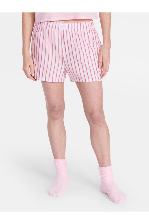 Women's Woven Pajama Boxer Shorts, 3'' Inseam, Sizes XS-3X