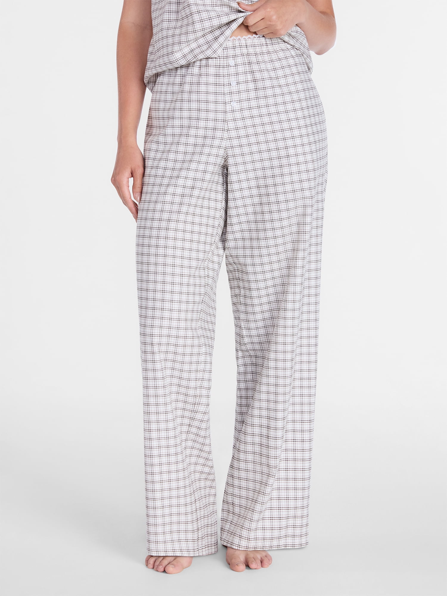 Joyspun Women's Poplin Pajama Pants, 31'' Inseam, Sizes XS-3X