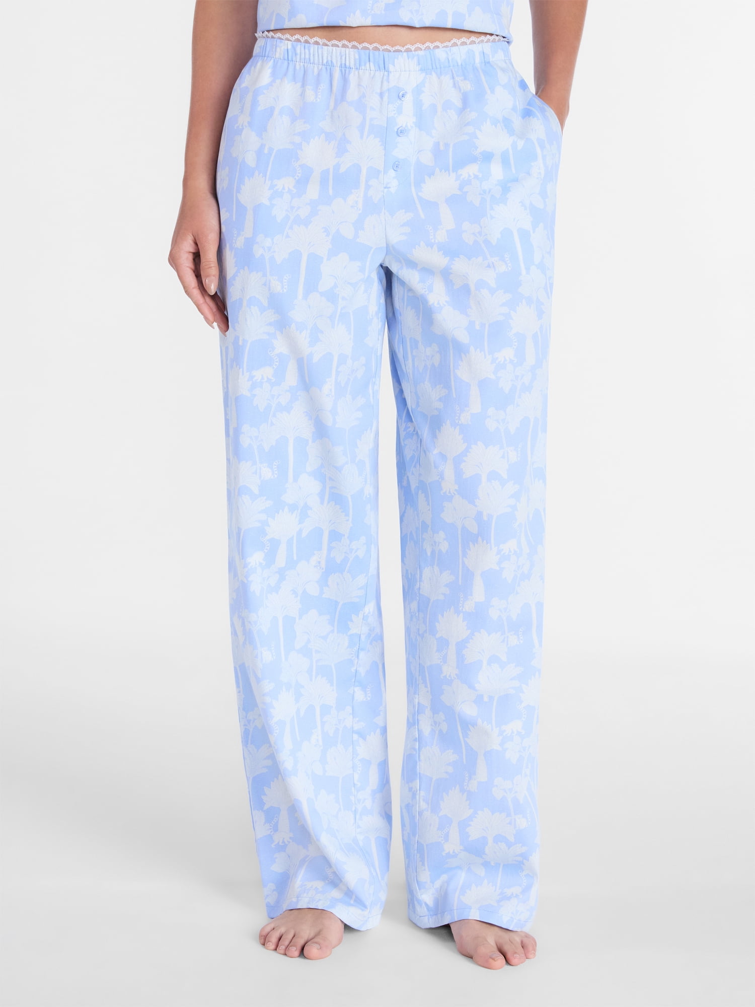 Joyspun Women's Woven Poplin Pajama Pants, Sizes XS to 3X