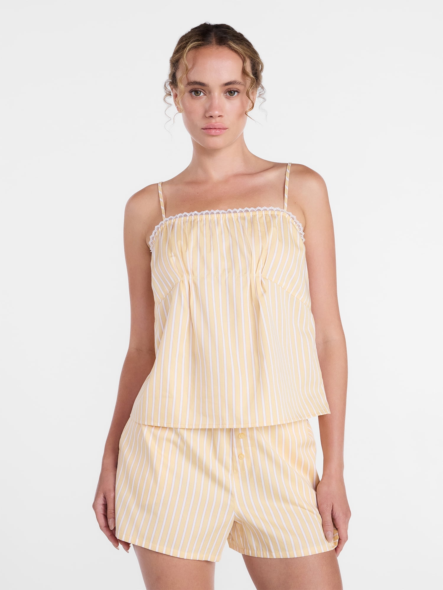 Joyspun Women's Woven Poplin Sleep Cami Top, Sizes XS-3X