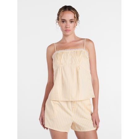 Joyspun Women's Woven Poplin Sleep Cami Top, Sizes XS-3X